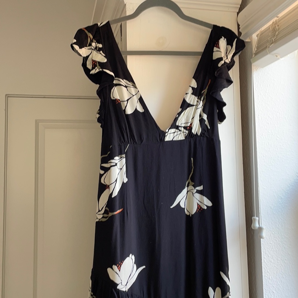 Free People Black Floral Maxi Dress Sz 10
